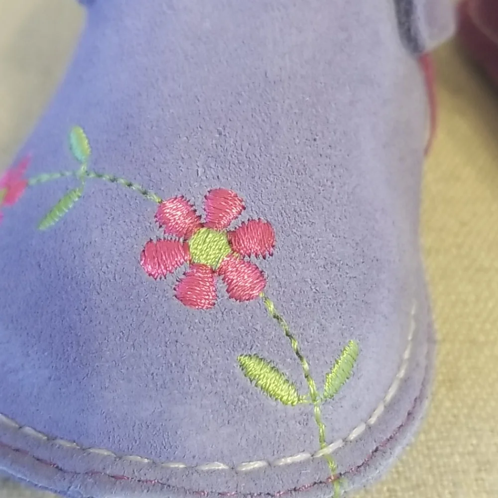 Pipit Toddler Flower Suede Shoes in Lilac/Fuschia